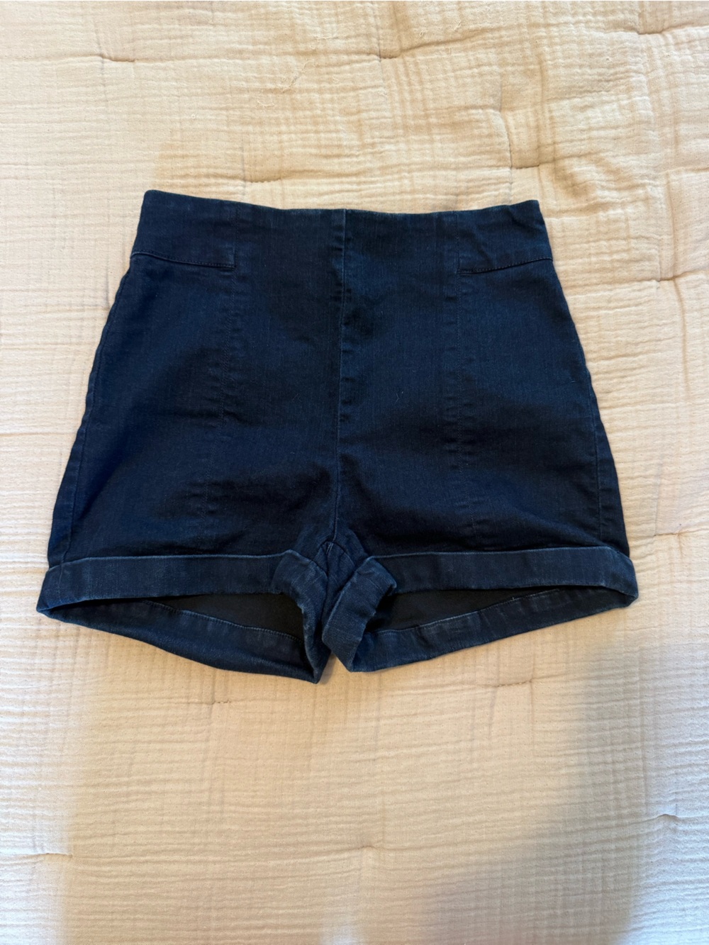 Urban Outfitters Navy High-Waist Cuffed Shorts
